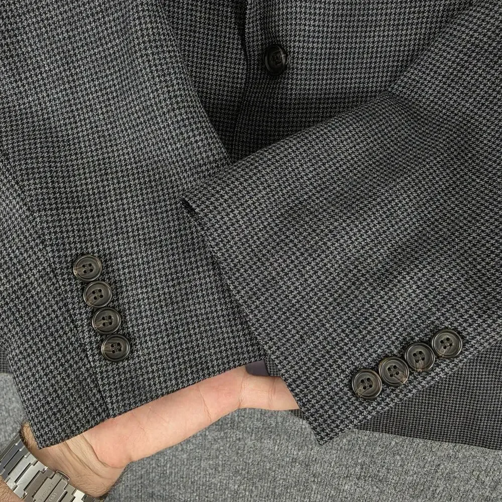 Lauren Ralph Lauren Blazer Mens 44R Gray Wool Puppytooth Sport Coat Business